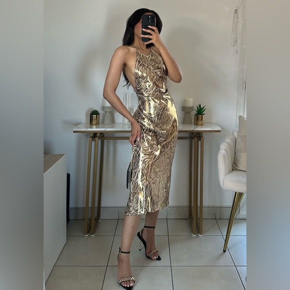 ZARA  FOIL ANIMAL PRINT DRESS - Picture 6 of 13